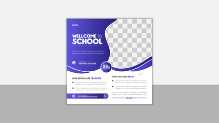 School Admission social media post, Back to school admission social media post, promotional banner template design. Build Your Career with us by social media