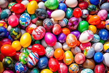 Fototapeta na wymiar Many Colored Eggs Easter Background