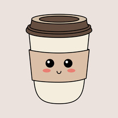 Vaso desechable de café dibujado a mano estilo de dibujos animados