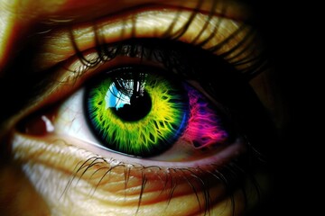 Eye close up with long eyelashes - Generative AI