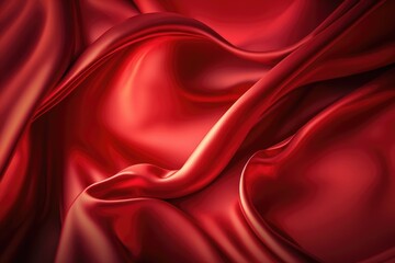 Naklejka na ściany i meble Red silk satin background. Abstract background luxury cloth or liquid wave or wavy folds.