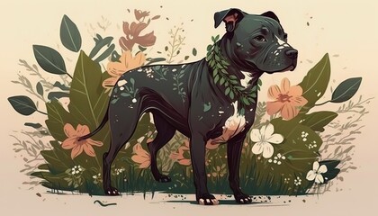 Staffordshire bull terrier Dog Creative illustration. (Ai Generate) - obrazy, fototapety, plakaty