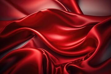 Obraz premium Red silk satin background. Abstract background luxury cloth or liquid wave or wavy folds.
