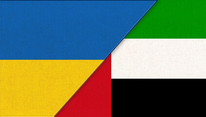Flag of Ukraine and United Arab Emirates. Ukrainian and UAE diplomatic relations