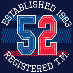 Vintage college varsity slogan print for graphic t-shirt - Vector