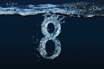 Number 8 made out of water, World Oceans Day. Generative AI
