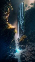 Obraz na płótnie Canvas mystical magical waterfall in the mountains