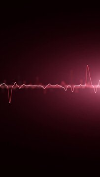 Abstract heart ecg graph looping with pulsing light. Vertical animation.