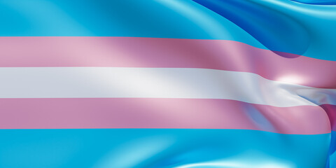 Transgender striped flag. 3d render image