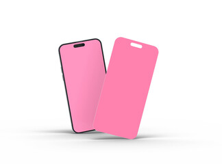 Render of smartphone and some separated screens floating on transparent background. ui ux app concept. 3d render