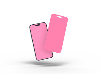 Render of smartphone and some separated screens floating on transparent background. ui ux app concept. 3d render