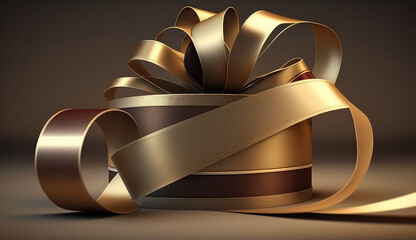 Goldene Schleife mit Textfreiraum (Generative AI)