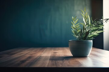 a plant on a table at dusk. Generative AI
