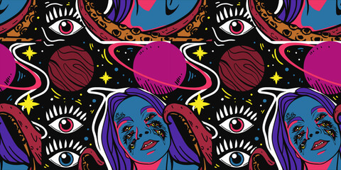 Vintage-Inspired Vector Illustrations for Fashion and Merchandise in Flat Retro Style