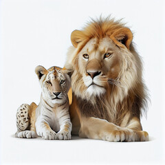 lion with tiger white background hd upscale