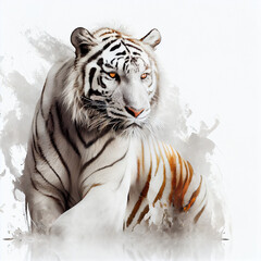 Fototapeta na wymiar lion with tiger white background hd upscale