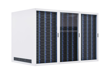 Furniture of a big data server warehouse 3d render