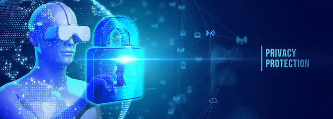 Data protection, privacy, and internet security concept. Cyber security for business and internet projects. 3d illustration