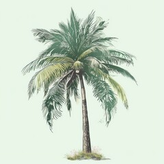 Drawing of a palm tree. Generative AI.