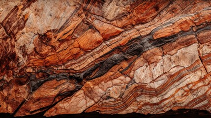 Red sedimentary mountain rock texture. Generative AI.