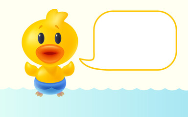 Fototapeta premium Vector illustration of cute duck in realistic style. Vector icon of kawaii duck with bubble.
