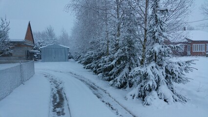 garage in the snow