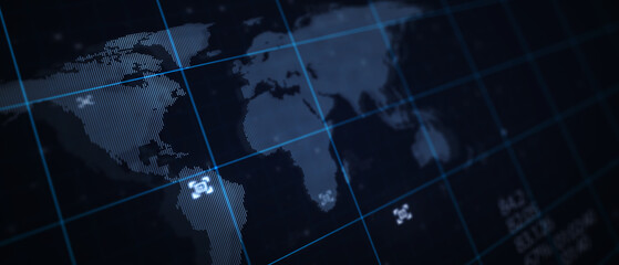 Map of the planet. World map. Global social network. Future. Blue futuristic background with planet Earth. 3d illustration. © TenPixels