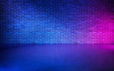 Fototapeta na wymiar Neon brick wall template