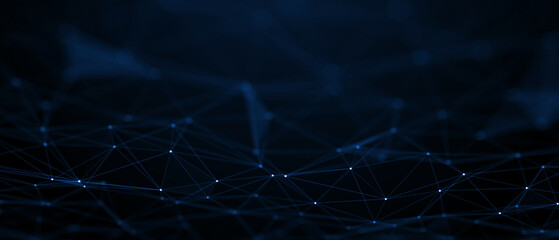 Abstract futuristic - technology with polygonal shapes on dark blue background. Design digital technology concept. 3d illustration.