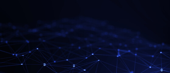 Abstract futuristic - technology with polygonal shapes on dark blue background. Design digital technology concept. 3d illustration.