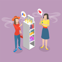 3D Isometric Flat Vector Conceptual Illustration of Fragrance, Aroma Scents Cosmetics