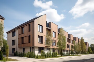Modern residential building architecture mock up. Generative AI