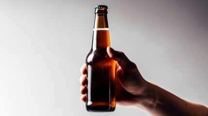 A Labelless Beer Bottle Grasped by an male Hand, GENERATIVE AI