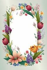 Border frame with floral pattern Generative AI