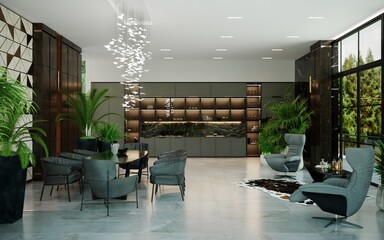 3d rendering modern house interior design