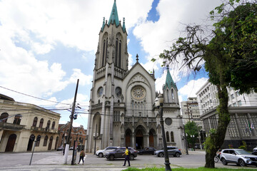 Beautiful view of Santos Cathedral, Santos, Brazil