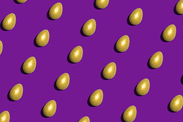 golden eggs easter on dark purple background illustration print