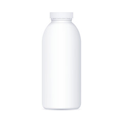Plastic white bottle mockup for milk yogurt and juice. Vector illustration
