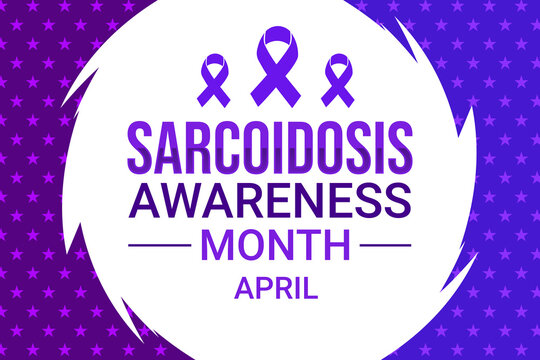 Sarcoidosis Awareness Month Background With Stars And Ribbons Along With Typography In The Center. Month Of Sarcoidosis Awareness Background