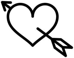 Heart with cupid arrow icon, outline illustration. Valentine's day.