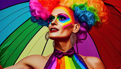 Fototapeta na wymiar Portrait of drag queen fictional character