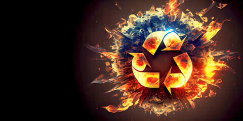 Recycle exploding icon, sustainability and energy efficiency concepts; made with Generative AI