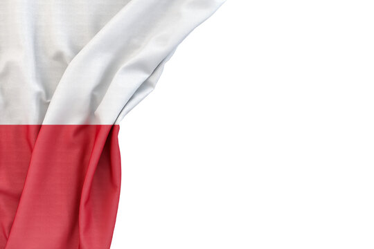 Flag of Poland in the corner on white background. 3D rendering. Isolated