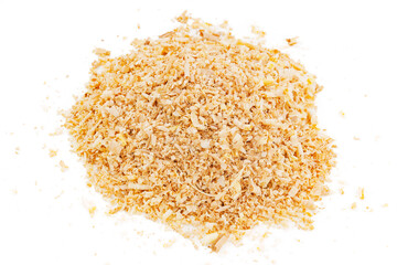 sawdust and shavings on a white background. material for agriculture. mulch 