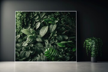 Lush greenery on matching backdrop. AI generated