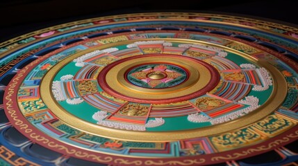 Colorful Buddhist mandala. Beautiful, intricate, ornate design. Asian design.