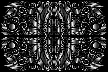 Beautiful caleidoscope symmetrical colourful gradient flowers line art of traditional background batik dayak ornament design template elements
