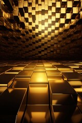 Obraz premium Gold podium color 3D background with geometric shapes for product presentation minimal style, stage.