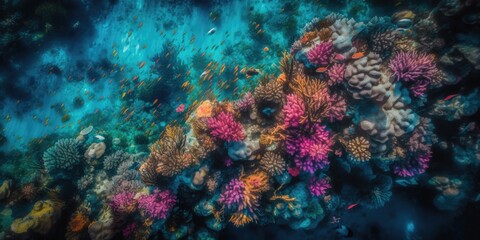 Obraz na płótnie Canvas beautiful coral reef, marine tropical fish, generative ai