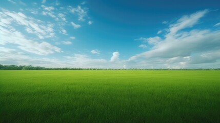 Fototapeta premium blue sky and lawn background, generative ai